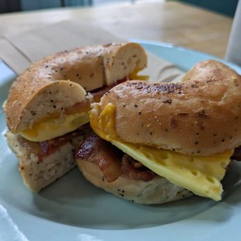 Beanstalk Cafe - Bacon egg bagel ($10.50) - 3.5 stars. Bagel was a little hard, so it did slide around a bit when taking bites. Fri breakfast 2025-02-28 - Coffee & Tea Near Me - San Francisco, California Beanstalk Cafe - Bacon egg bagel ($10.50) - 3.5 stars. Bagel was a little hard, so it did slide around a bit when taking bites. Fri breakfast 2025-02-28 - Coffee & Tea Near Me - San Francisco, California