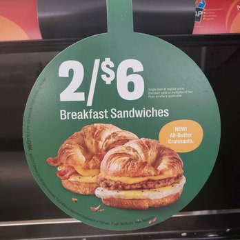 7-Eleven - sign showing that it applies to "all butter croissant egg sandwichs". Ironically the promotion itself including the EXACT one I'm buying - Convenience Stores Near Me - Halesite, New York 7-Eleven - sign showing that it applies to "all butter croissant egg sandwichs". Ironically the promotion itself including the EXACT one I'm buying - Convenience Stores Near Me - Halesite, New York
