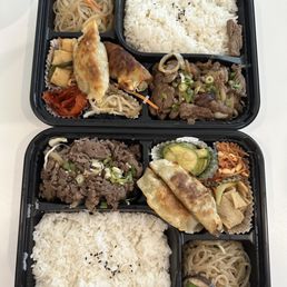 Short rib galbi bento (top) - so flavorful, highly recommend! Bulgogi bento (bottom) - bulgogi was a bit dry/tough Short rib galbi bento (top) - so flavorful, highly recommend! Bulgogi bento (bottom) - bulgogi was a bit dry/tough