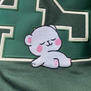 MKC Threads - Sleeping bear leaning on a large "49" number - Engraving Near Me - Albertson, New York