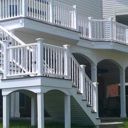Large Deck - Stairs - P V C Trims - Rain Escape - Stamped Concrete - Kitchen - Nice Trim Details