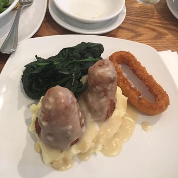 Apple Walnut Café - Chicken croquettes side spinach on mashed potatoes onion ring. - Breakfast & Brunch Near Me - Broomall, Pennsylvania