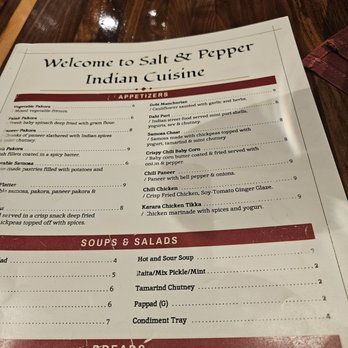 Salt and Pepper Indian Cuisine - Menu. - Indian Near Me - High Point, North Carolina