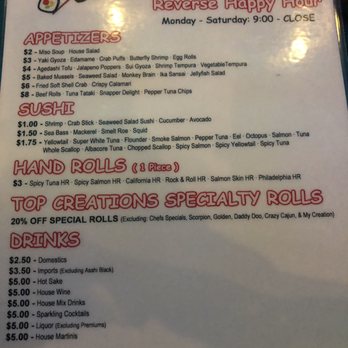 Top Sushi - Happy Hour menu - Sushi Bars Near Me - Cypress, Texas Top Sushi - Happy Hour menu - Sushi Bars Near Me - Cypress, Texas