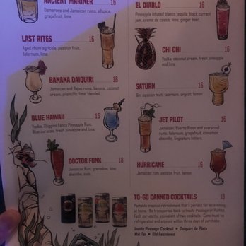 Inside Passage - Menu (August 2022) - Cocktail Bars Near Me - Seattle, Washington