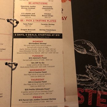 Red Lobster - Menu as of Feb '19 - Seafood Near Me - Harrisburg, Pennsylvania Red Lobster - Menu as of Feb '19 - Seafood Near Me - Harrisburg, Pennsylvania