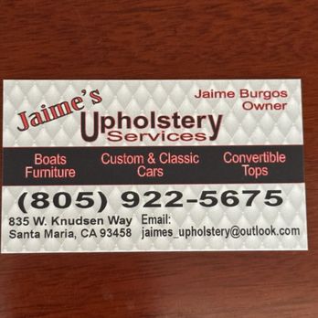 Jamie’s Upholstery Services - Business Card... - Auto Upholstery Near Me - Santa Maria, California