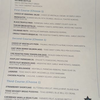 Osso & Kristalla - HRW Menu - Italian Near Me - Houston, Texas