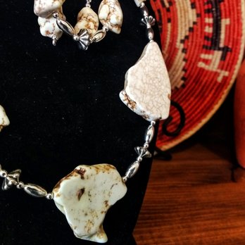 Horse Feathers Gallery - This set is Chunky White Buffalo from one of our Navajo artisans. - Jewelry Near Me - Tularosa, New Mexico Horse Feathers Gallery - This set is Chunky White Buffalo from one of our Navajo artisans. - Jewelry Near Me - Tularosa, New Mexico