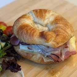 Blendz With Benefits - Croissant ham and cheese breakfast sandwich