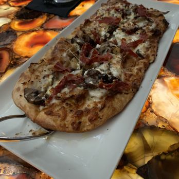 The Sacred Pepper - Prosciutto, mushroom and goat cheese pizzette (great!) - New American Near Me - Tampa, Florida The Sacred Pepper - Prosciutto, mushroom and goat cheese pizzette (great!) - New American Near Me - Tampa, Florida