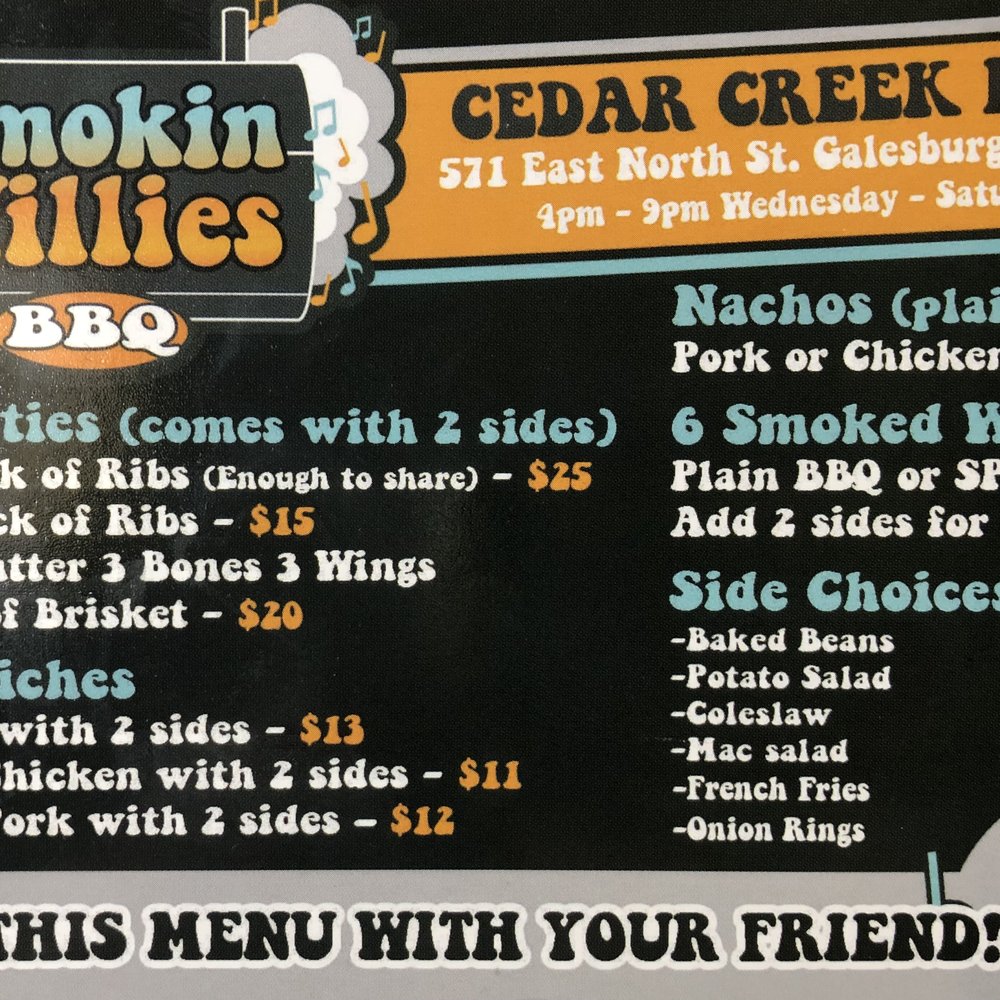 Smokin Willie's BBQ - Great smoked BBQ and homemade sides! - Barbeque Near Me - Galesburg, Illinois Smokin Willie's BBQ - Great smoked BBQ and homemade sides! - Barbeque Near Me - Galesburg, Illinois