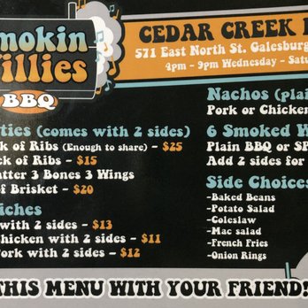 Smokin Willie's BBQ - Great smoked BBQ and homemade sides! - Barbeque Near Me - Galesburg, Illinois