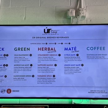 UR Teas Modern Tea Brewing - Their regular menu. - Coffee & Tea Near Me - Mandeville, Louisiana