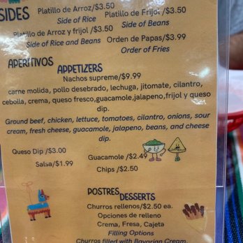 Mexican Restaurant La Libertad - Side and appetizers list on table - Mexican Near Me - Hanover, Pennsylvania Mexican Restaurant La Libertad - Side and appetizers list on table - Mexican Near Me - Hanover, Pennsylvania