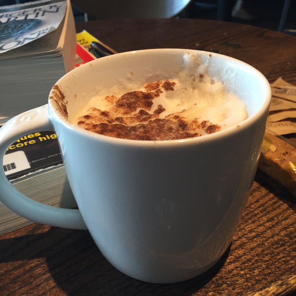 Starbucks - Cappuccino with cinnamon on top in a got here cup - Coffee & Tea Near Me - Hollywood, Florida Starbucks - Cappuccino with cinnamon on top in a got here cup - Coffee & Tea Near Me - Hollywood, Florida