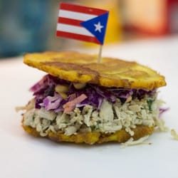 Boricua Soul Food Truck - Chicken Jibarito Sandwich with Caribbean Slaw.