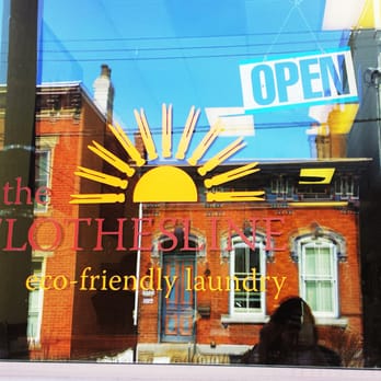 The Clothes Line - Logo in front window of building. - Laundromat Near Me - Cincinnati, Ohio