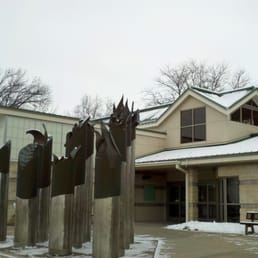 Tom Stancliffe sculpture at Wilton Westbound Safety Rest Area, I-80, Wilton, Iowa, USA, Feb. 2013.