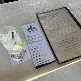 Boathouse Restaurant - Vodka club soda with lime (on happy hour menu) and menus. Happy Hour is from 3pm-5pm. - Seafood Near Me - Wildwood, New Jersey Boathouse Restaurant - Vodka club soda with lime (on happy hour menu) and menus. Happy Hour is from 3pm-5pm. - Seafood Near Me - Wildwood, New Jersey