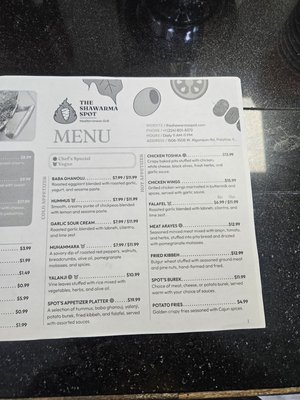 Menu photo 2 The Shawarma Spot Palatine, IL Menu photo 2 The Shawarma Spot Palatine, IL