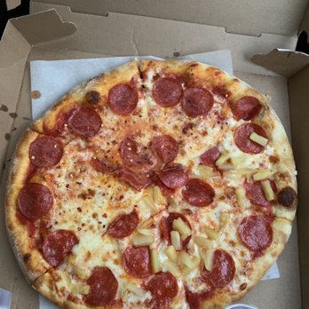 Enzo's Pizza - This is a $24 medium pepperoni and half pineapple pizza. - Pizza Near Me - Tucker, Georgia