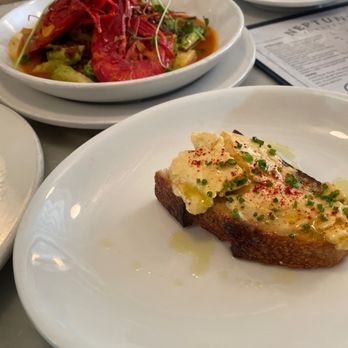 Neptune Oyster - Uni Toast, Grilled Octopus, some Prawn dish with crispy rice - Seafood Near Me - Boston, Massachusetts Neptune Oyster - Uni Toast, Grilled Octopus, some Prawn dish with crispy rice - Seafood Near Me - Boston, Massachusetts