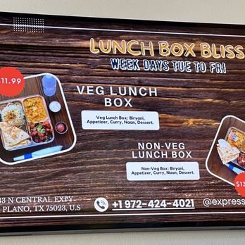 Express India - a menu for lunch box bus - Indian Near Me - Plano, Texas Express India - a menu for lunch box bus - Indian Near Me - Plano, Texas