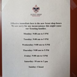 Boy Scouts of America - Be mindful on their updated hours