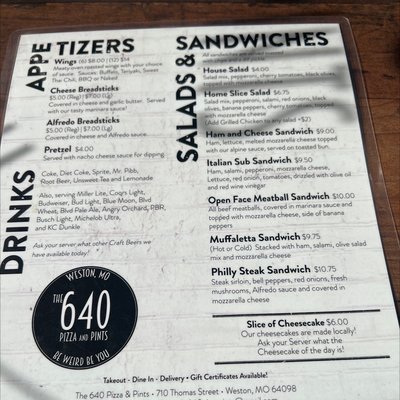 Menu photo 4 The 640 Pizza & Pints Weston, MO