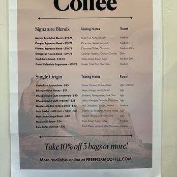 FreeForm Coffee Roasters - House coffee beans for sale- they'll ground for free if needed 4/2026 - Coffee Roasteries Near Me - Sedona, Arizona