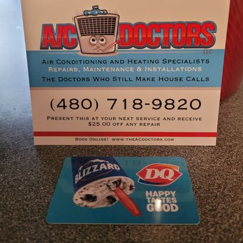 AC & Plumbing Doctors - A/C Doctor's fridge mag and DQ gift card. - Heating & Air Conditioning/HVAC Near Me - Gilbert, Arizona AC & Plumbing Doctors - A/C Doctor's fridge mag and DQ gift card. - Heating & Air Conditioning/HVAC Near Me - Gilbert, Arizona