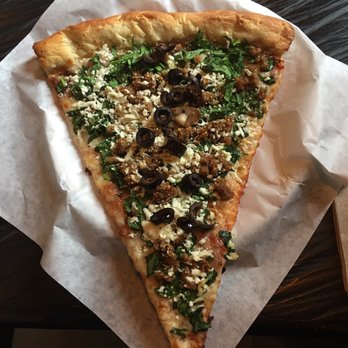 Slice Parlor - Spinach and feta (added sausage and black olives)--perfection! - Pizza Near Me - Albuquerque, New Mexico