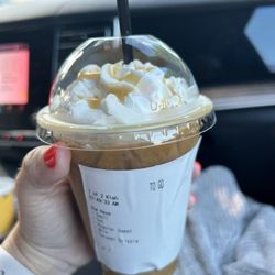 Midtown Coffee - The Haze with oat milk Caramel drizzle and whipped cream