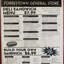Forbestown General Store - Menu