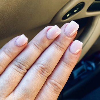 Caroline's Nails Spa - Acrylic Nail Set with Gel Polish ("Bubble Bath" & "Make Light of the Situation") - Nail Salons Near Me - Modesto, California