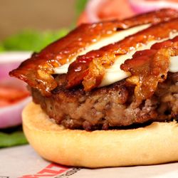 1/2 Pound Certificed Angus Beef Bacon Cheeseburger.