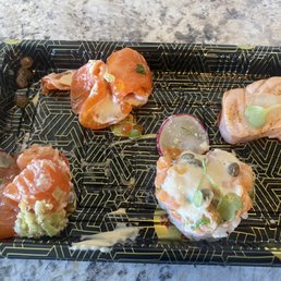 Salmon tasting. 5 different tunas prepared with great fixings. $20 dollars Salmon tasting. 5 different tunas prepared with great fixings. $20 dollars