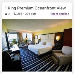 Holiday Inn Resort Bar Harbor - Acadia Natl Park - Their website's photo of the room category we booked. Look at all that light from the BIG WINDOWS! Not what we got...