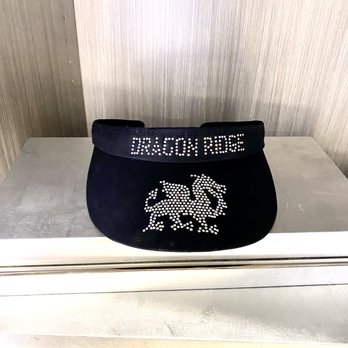 Bezel Ventures - Dragon Ridge Country Club visor done in AB crystal - Customized Merchandise Near Me