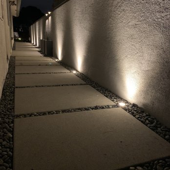 Smart Landscape - **AFTER** Side yard concrete pavers with mexican black pebbles, irrigation to planters, lighting - Landscaping Near Me - San Diego, California Smart Landscape - **AFTER** Side yard concrete pavers with mexican black pebbles, irrigation to planters, lighting - Landscaping Near Me - San Diego, California