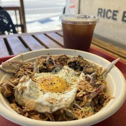 Sisig bowl w rice. Calamansi ice tea. Sisig bowl w rice. Calamansi ice tea.