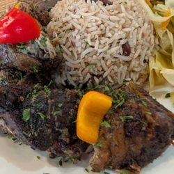 Jerk Pork and Rice and Peas