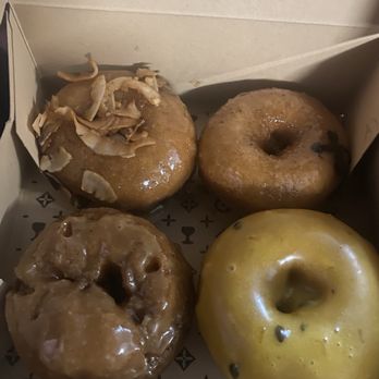 Holey Grail Donuts - Top left clockwise: Reincarnated, Miso honey, Original Sin and Lilikoi - Donuts Near Me - Honolulu, Hawaii Holey Grail Donuts - Top left clockwise: Reincarnated, Miso honey, Original Sin and Lilikoi - Donuts Near Me - Honolulu, Hawaii