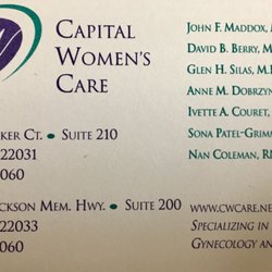 Capital Women's Care - Updated Capital Women's Care 2017 Business Card