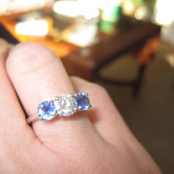 Raffie Jewelers - Raffie found a pair of sapphires and a platinum setting to reset my diamond.