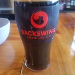 Backswing Brewing - This is the gunslinger.. oatmeal stout & james arthur cider. Two thumbs up!!