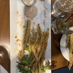 Wolfe's Tavern - Crusted, grilled Asparagus, with chipotle sauce. More more more.