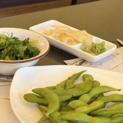 Take Sushi - Edamame, seaweed salad, ginger and wasabi