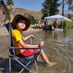 Big Pines Recreation Area - Cooling off in the river, the exit point for the float right at the campground